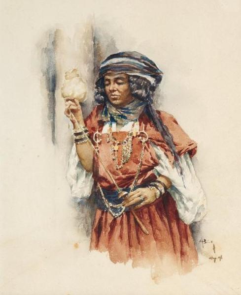 The Spinning Woman (La fileuse) (II), vintage artwork by Alphonse Birck, 12x8" (A4) Poster