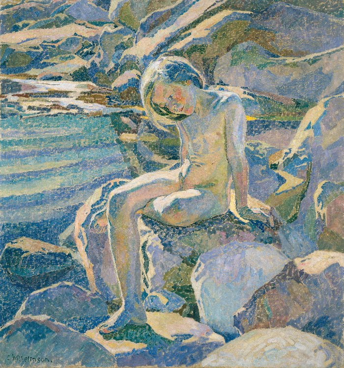 Summer at the Inslet, vintage artwork by Carl Wilhelm Wilhelmson, 12x8" (A4) Poster