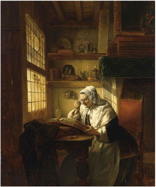 An interesting read, vintage artwork by Jan August Hendrik Leys, A3 (16x12") Poster Print