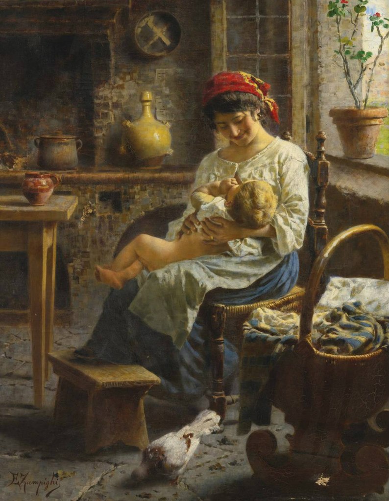 The happy mother by Eugenio Zampighi,A3(16x12")Poster