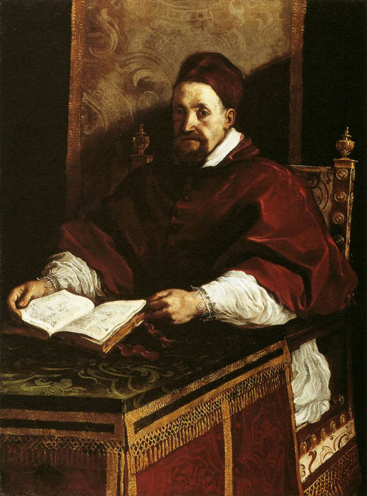 Portrait of Pope Gregory XV, vintage artwork by Guercino, 12x8" (A4) Poster