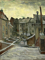 Backyards in Antwerp in the Snow, vintage artwork by Vincent van Gogh, 12x8" (A4) Poster