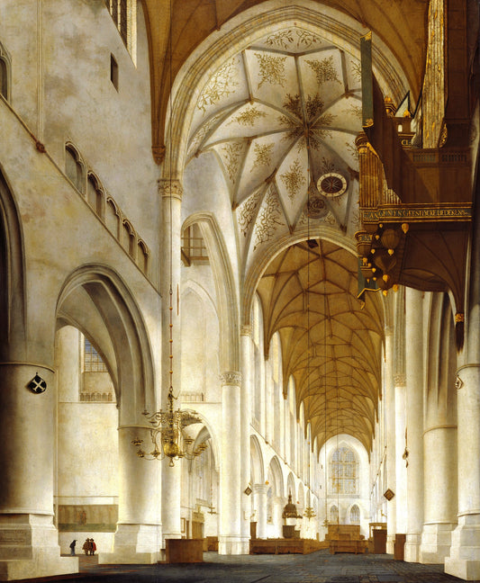 The Interior of St Bavo's Church, Haarlem (the 'Grote Kerk'), vintage artwork by Pieter Saenredam, 12x8" (A4) Poster