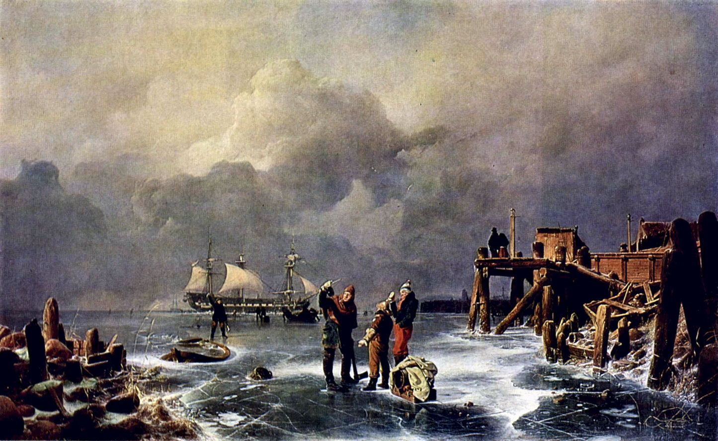 Bank of the Frozen Sea - Winter Landscape, vintage artwork by Andreas Achenbach, A3 (16x12") Poster Print
