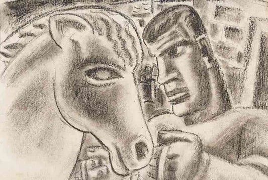 Man and Horse, vintage artwork by Leo Gestel, 12x8" (A4) Poster