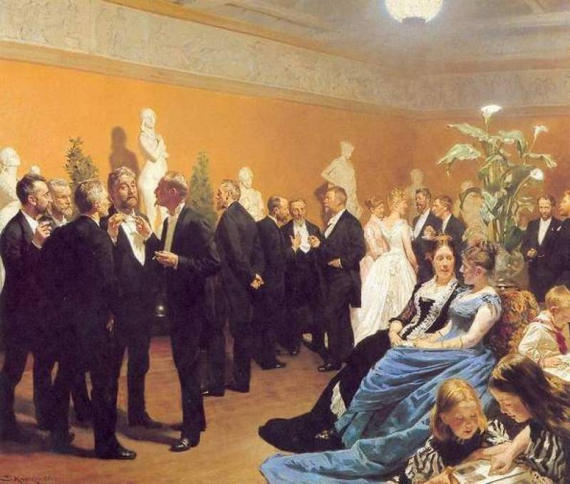 Meeting at the Museum, vintage artwork by Peder Severin Kroyer, 12x8" (A4) Poster