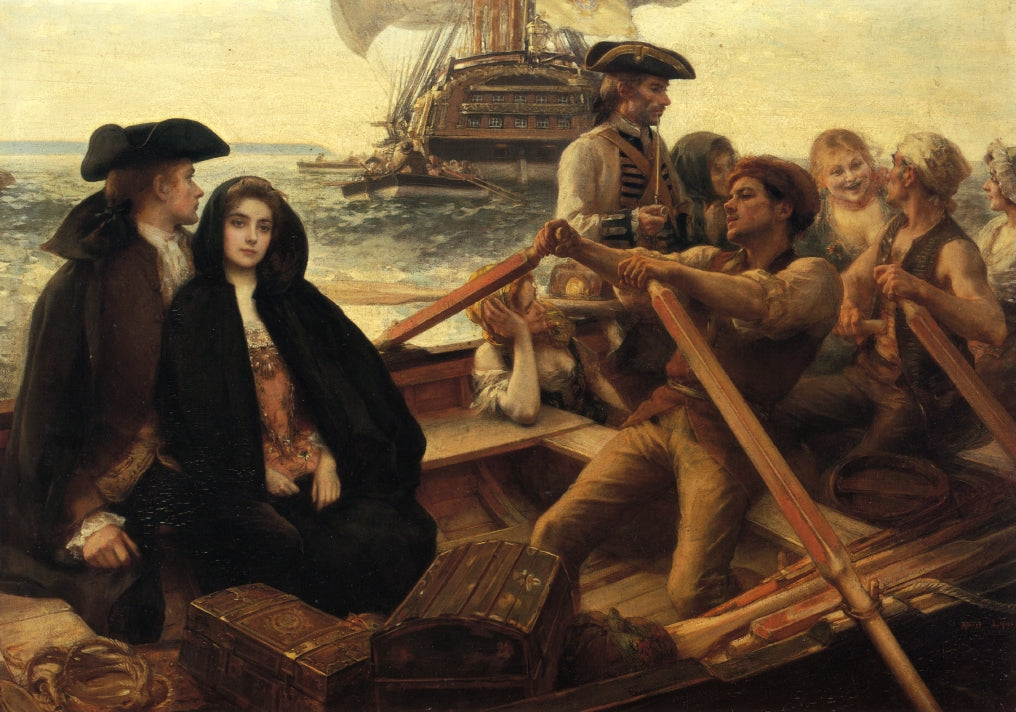 Embarking on a Voyage, vintage artwork by Albert Lynch, 12x8" (A4) Poster
