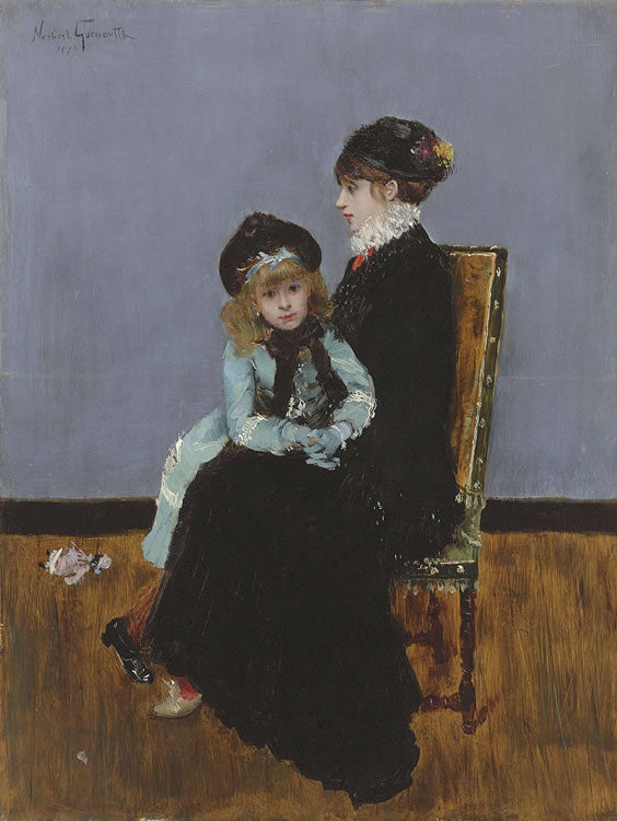 Mother and Child dressed up by Norbert Goeneutte,A3(16x12")Poster