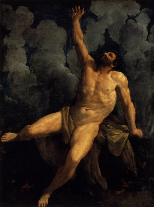 Hercules on the Pyre, vintage artwork by Guido Reni, 12x8" (A4) Poster