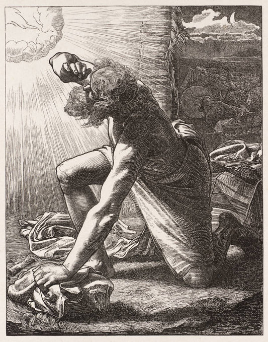 Jacob Hears the Voice of the Lord, vintage artwork by Anthony Frederick Sandys, 12x8" (A4) Poster