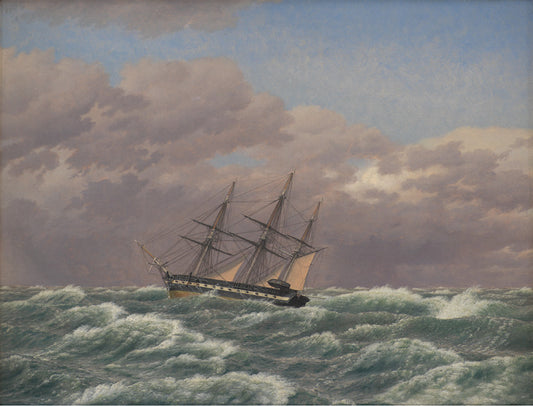 The Corvette "Galathea" in a Storm in the North Sea, vintage artwork by Christoffer Wilhelm Eckersberg, 12x8" (A4) Poster