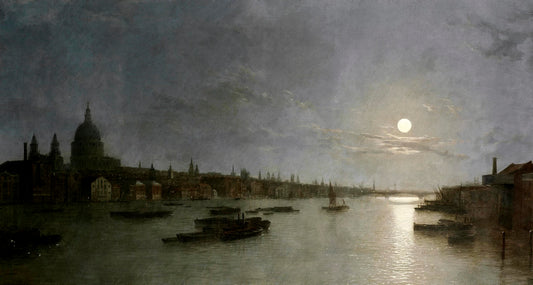 St. Pauls and the Thames by  Moonlight, vintage artwork by Henry Pether, 12x8" (A4) Poster