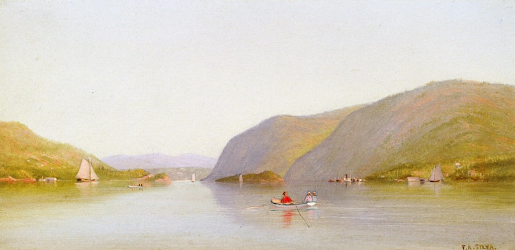 Highlands on the Hudson, Looking South from Newburgh, N.Y., vintage artwork by Francis A. Silva, 12x8" (A4) Poster
