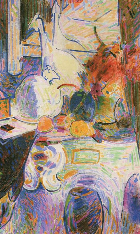 ife with porcelai fowl in front of a mirror by Curt Herrmann,A3(16x12")Poster