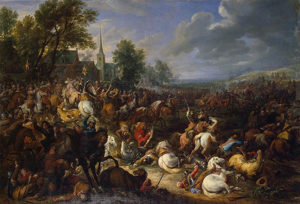 Cavalry Engagement, vintage artwork by Adam Frans van der Meulen, 12x8" (A4) Poster