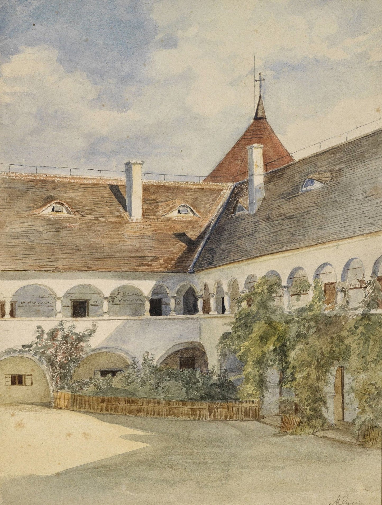 Anzbach Arcade, vintage artwork by Marie Egner, 12x8" (A4) Poster