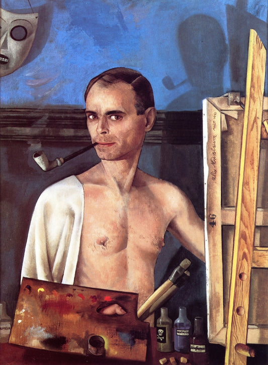 Self Portrait at the Easel, vintage artwork by Felix Nussbaum, 12x8" (A4) Poster