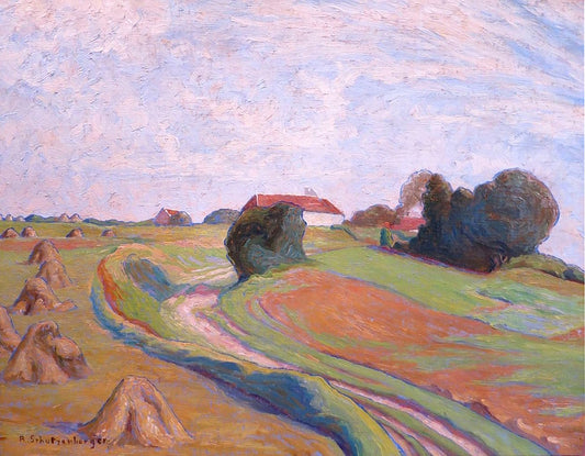 Road in the Fields, vintage artwork by Rene-Paul Schutzenberger, 12x8" (A4) Poster