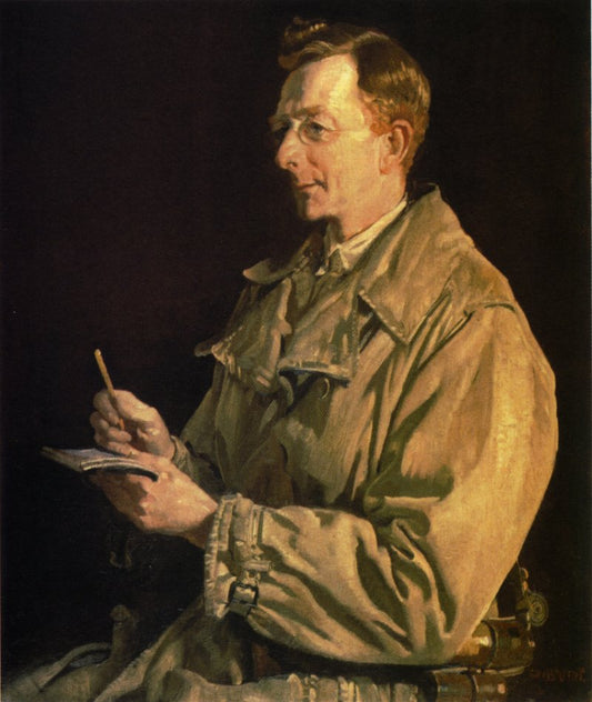 Portrait of Charles E.W. Bean, vintage artwork by George W. Lambert, 12x8" (A4) Poster
