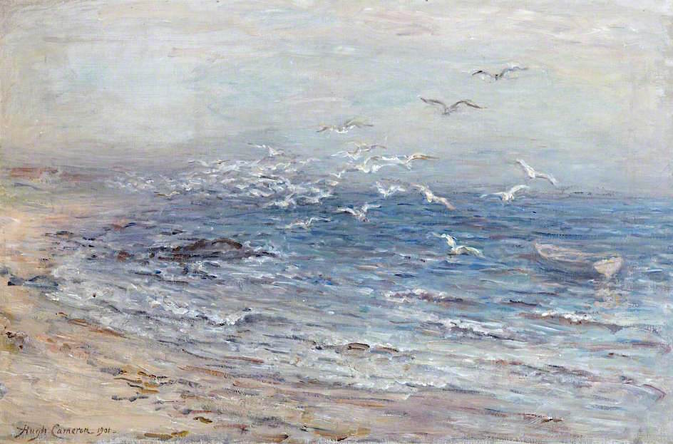 The Flight of the Seagulls, vintage artwork by Hugh Cameron R.S.A., R.W.S., 12x8" (A4) Poster