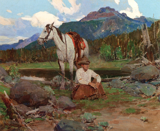 The Forest Ranger, Alhambra, California, vintage artwork by Frank Tenney Johnson, 12x8" (A4) Poster