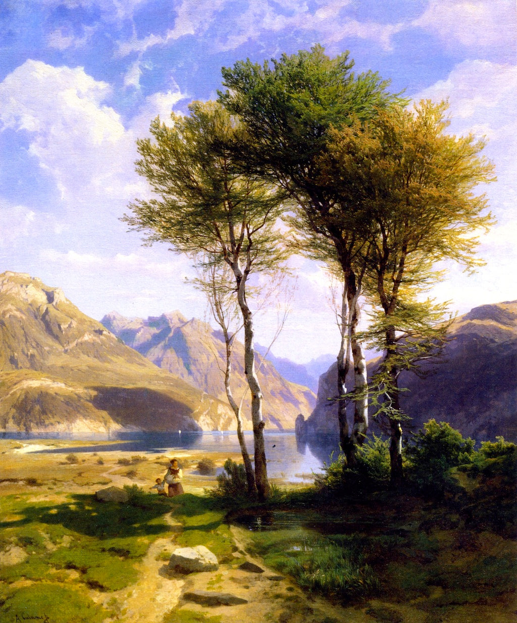 Souvenir of Lake Lucerne, vintage artwork by Alexandre Calame, A3 (16x12") Poster Print