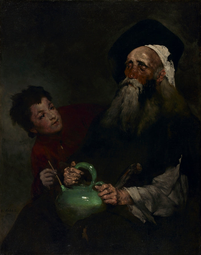 Lazarillo de Tormes and His Blind Master, vintage artwork by Theodule-Augustin Ribot, 12x8" (A4) Poster