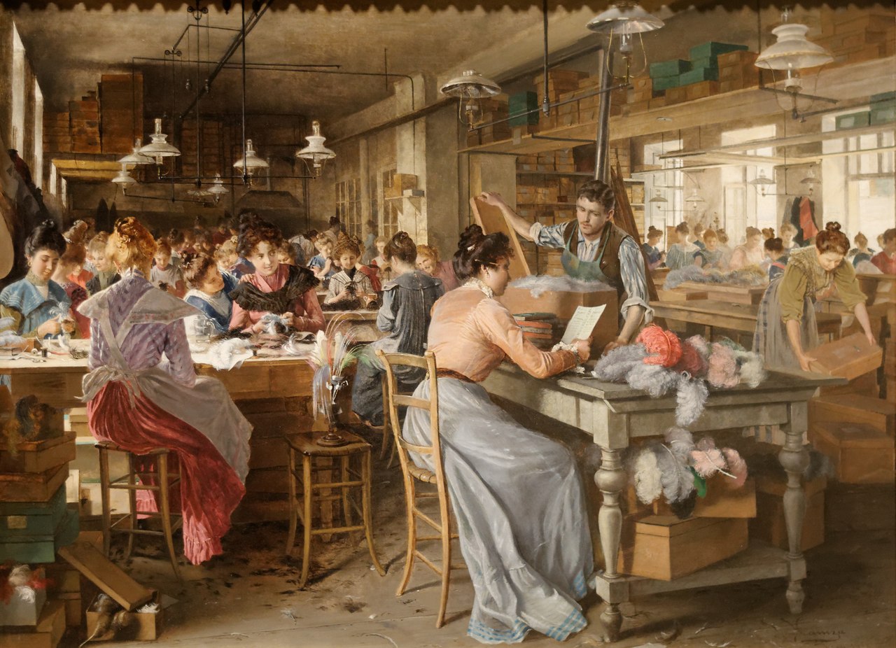 The Feather Makers, vintage artwork by Johann Hamza, 12x8" (A4) Poster