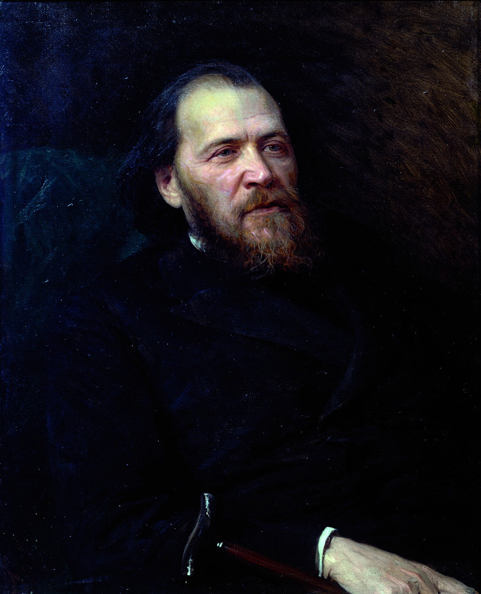 Portrait of Poet Yakov Polonsky, vintage artwork by Ivan Kramskoi, 12x8" (A4) Poster