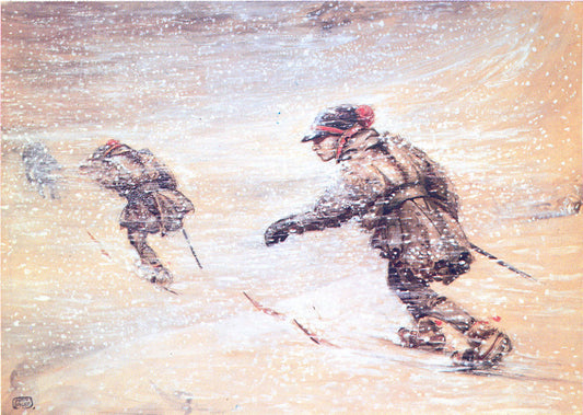 Laplanders in snowstorm, vintage artwork by John Bauer, 12x8" (A4) Poster