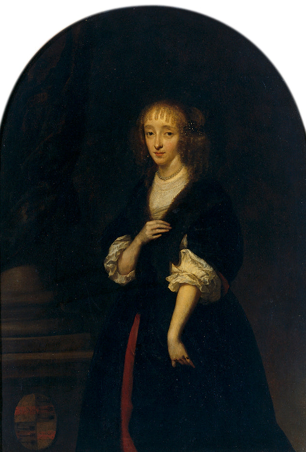 Portrait of Jacoba Bicker, vintage artwork by Caspar Netscher, 12x8" (A4) Poster