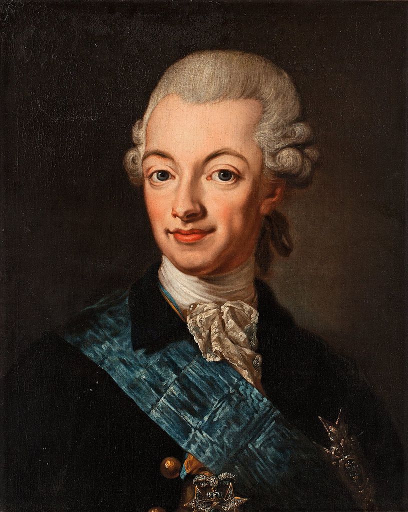 Gustav III of Sweden, vintage artwork by Lorens Pasch the Younger, 12x8" (A4) Poster