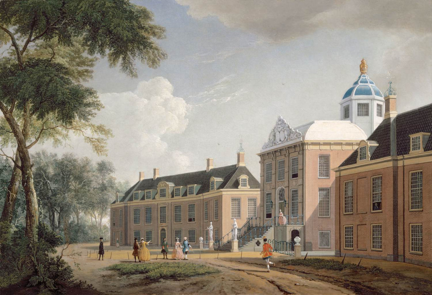 View of Huis ten Bosch Palace, vintage artwork by Jan ten Compe, 12x8" (A4) Poster