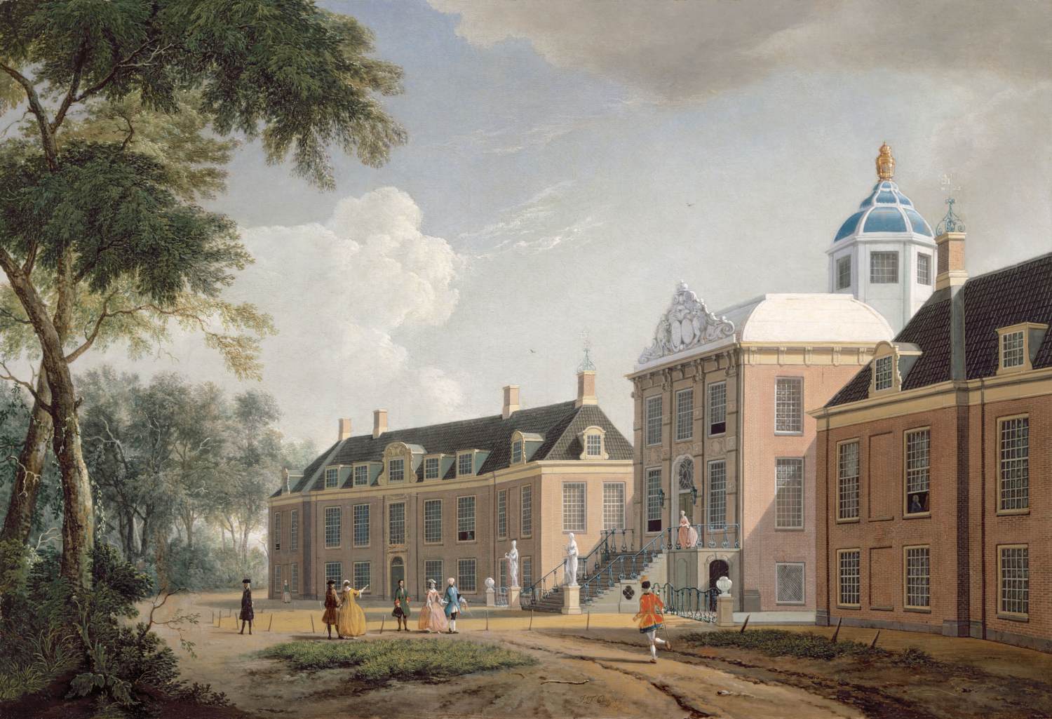 View of Huis ten Bosch Palace, vintage artwork by Jan ten Compe, 12x8" (A4) Poster
