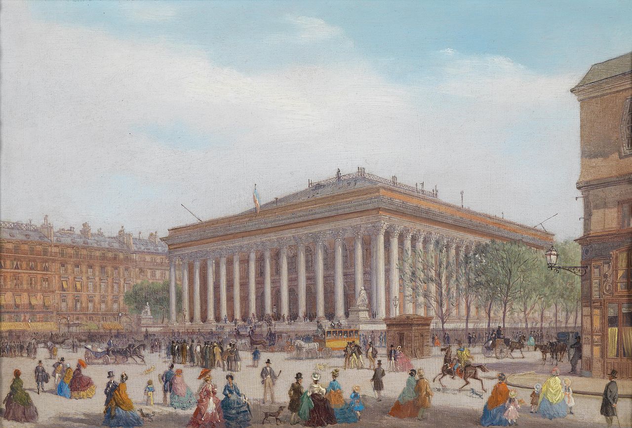 Paris Bourse, vintage artwork by Carlo Bossoli, A3 (16x12") Poster Print