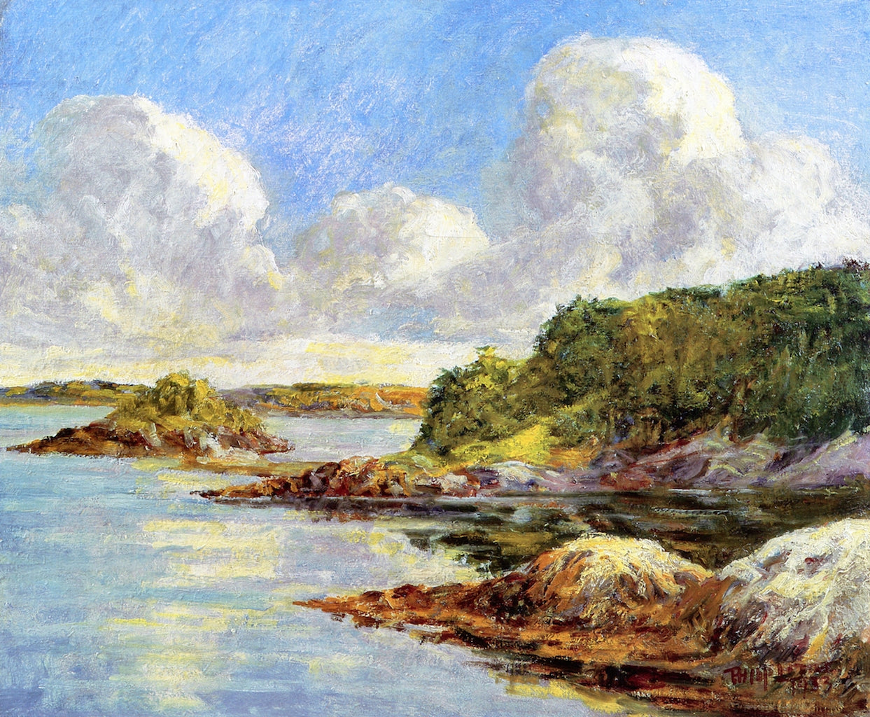 Massachusetts Landscape, vintage artwork by Philip Little, 12x8" (A4) Poster