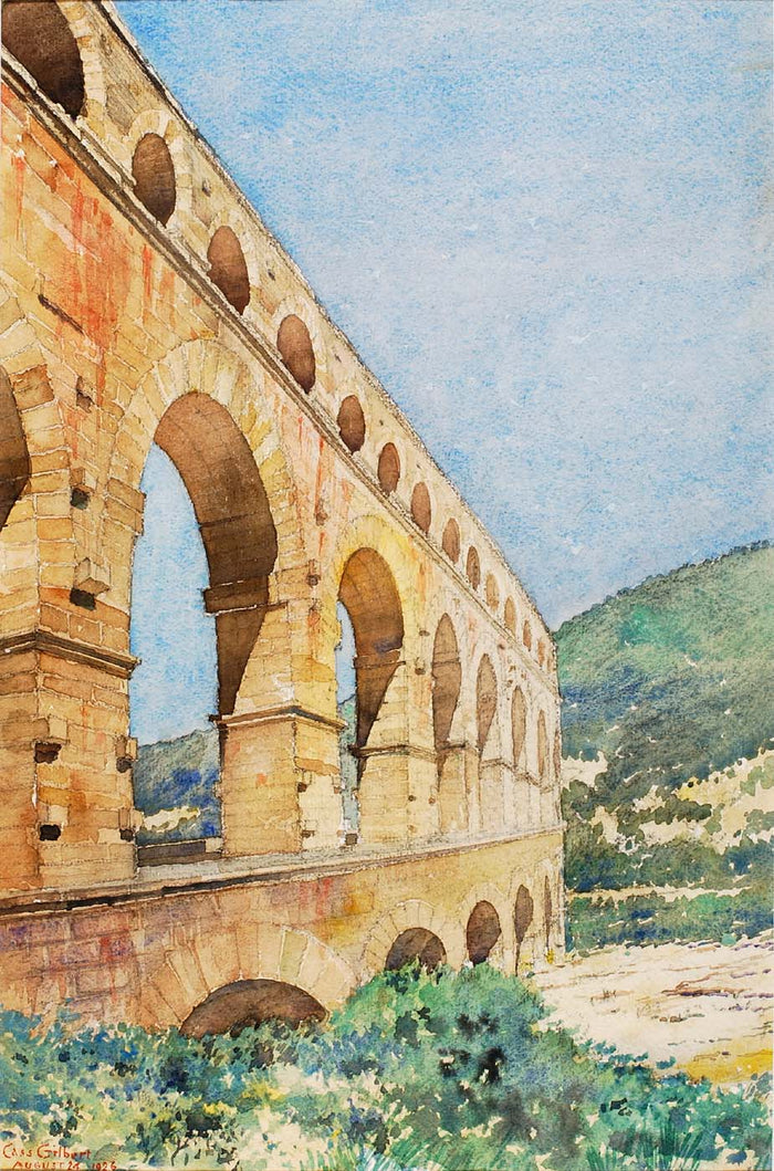 Pont du Gard, France by Cass Gilbert,A3(16x12