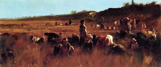 Cranberry Pickers, Nantucket, vintage artwork by Eastman Johnson, 12x8" (A4) Poster