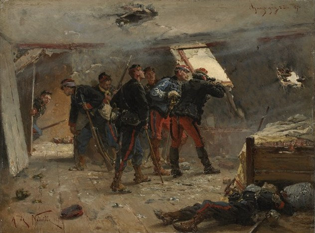Champigny, 2 December 1870, vintage artwork by Alphonse-Marie-Adolphe de Neuville, 12x8" (A4) Poster