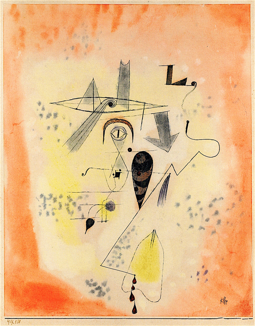 Angler Memory of L., vintage artwork by Paul Klee, 12x8" (A4) Poster