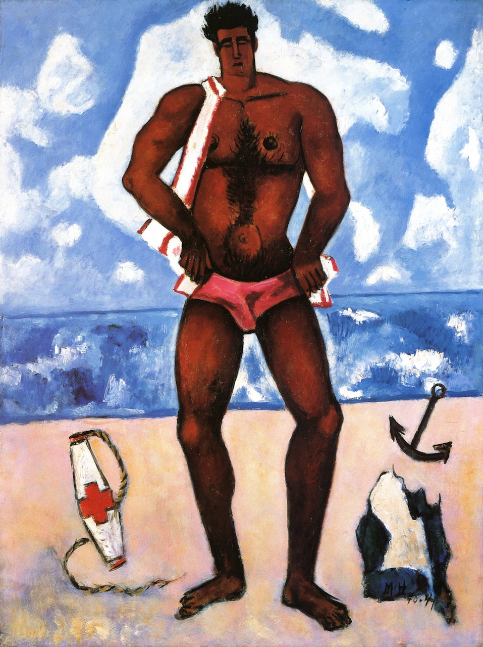 Canuck Yankee Lumberjack at Old Orchard Beach, Maine, vintage artwork by Marsden Hartley, 12x8" (A4) Poster
