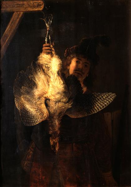 The Bittern Hunter, vintage artwork by Rembrandt van Rijn, 12x8" (A4) Poster