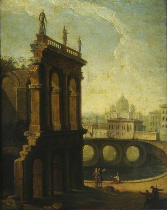 Castel Sant' Angelo, Rome, vintage artwork by Attributed to Claude-Joseph Vernet, 12x8" (A4) Poster
