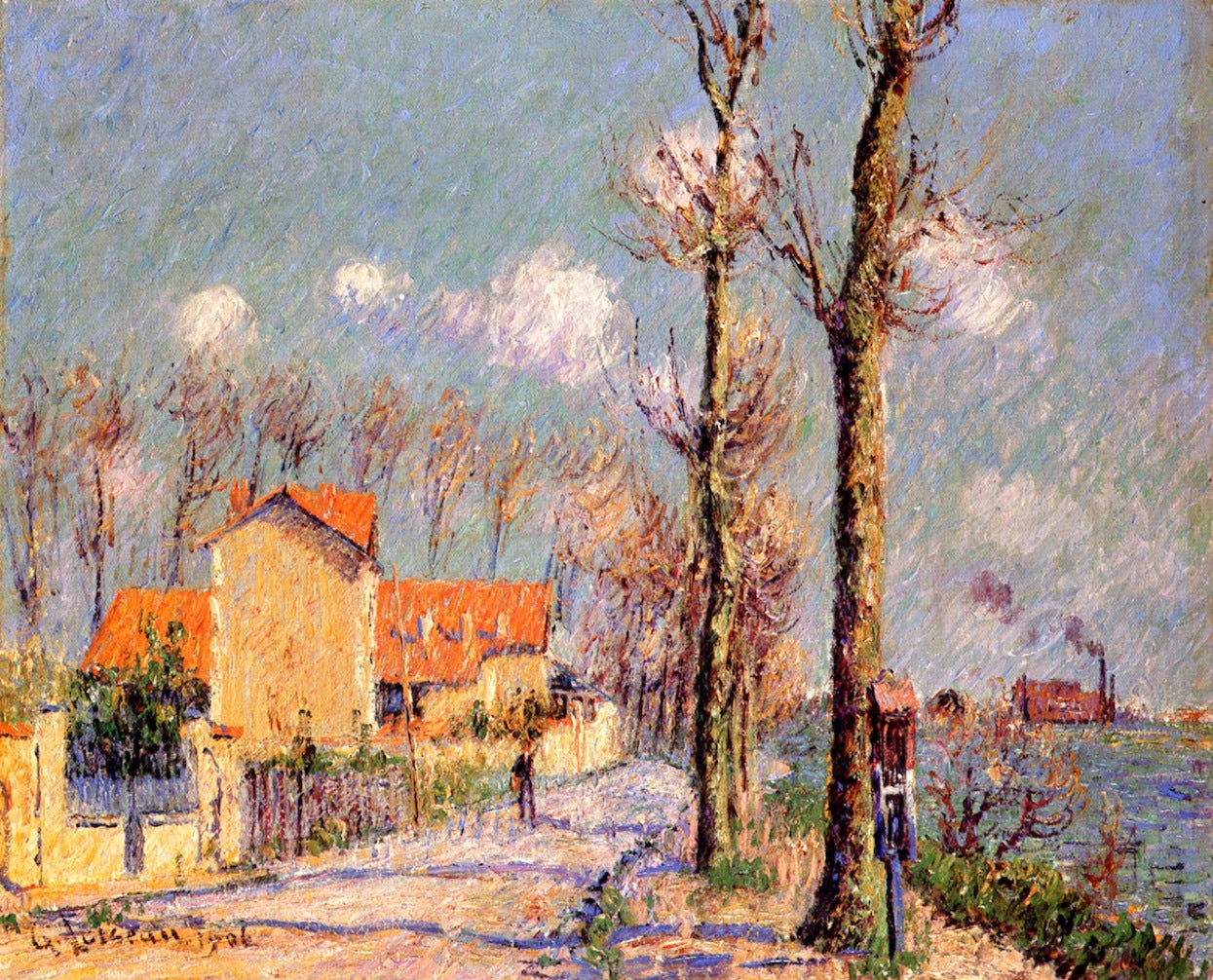 by  the Oise at Pontoise: Quai du Pothuis, vintage artwork by Gustave Loiseau, 12x8" (A4) Poster