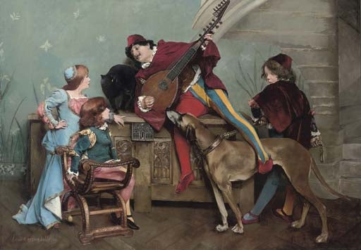 The Minstrel’s Song, vintage artwork by Louis-Robert Carrier-Belleuse, 12x8" (A4) Poster