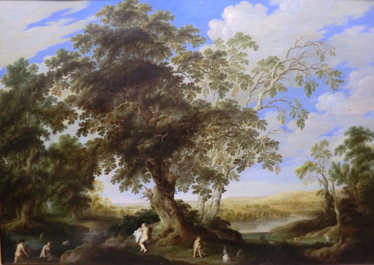 Landscape with Callisto, vintage artwork by Cornelis van Poelenburgh, 12x8" (A4) Poster