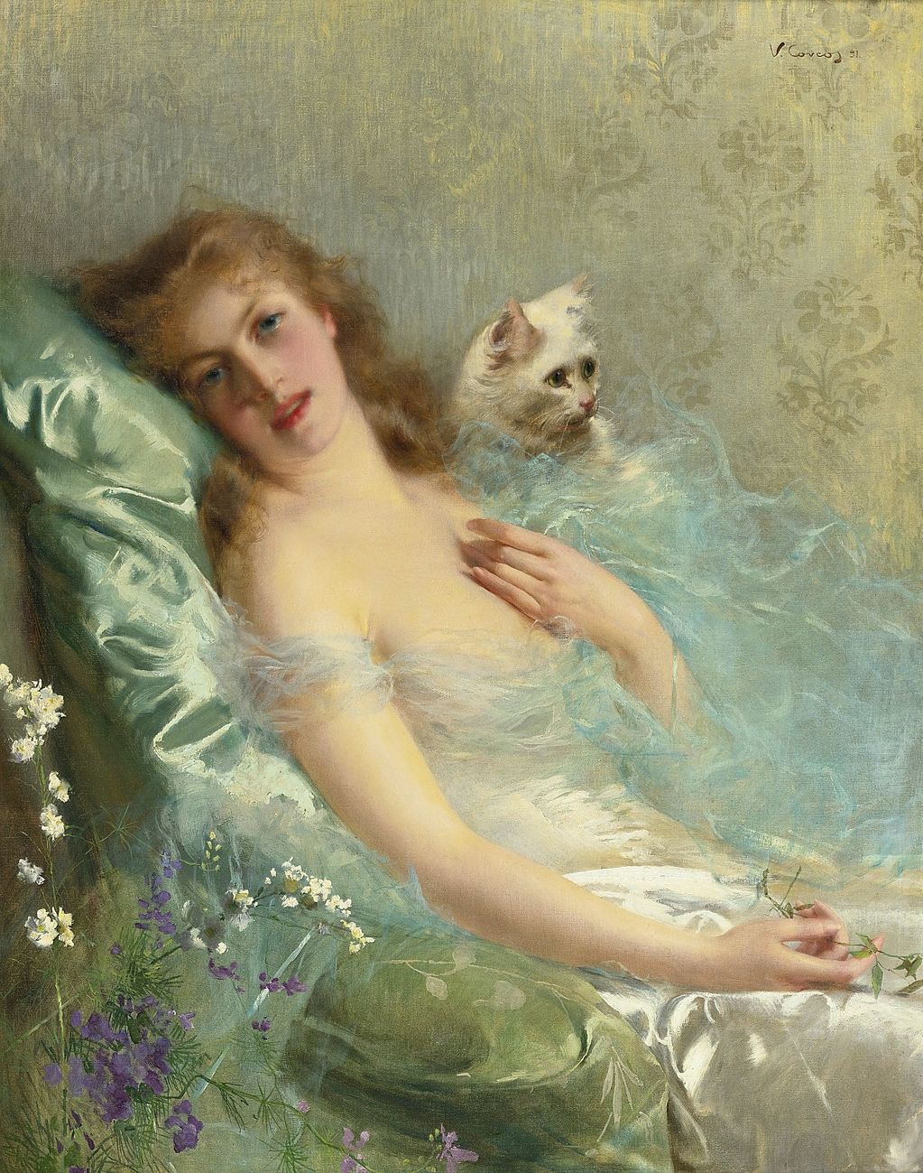The White Cat by Vittorio Matteo Corcos,A3(16x12")Poster