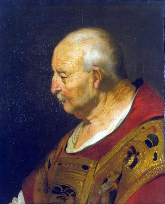Head of a Bald Old Man in Profile, vintage artwork by Jacob Adriaensz. Backer, 12x8" (A4) Poster