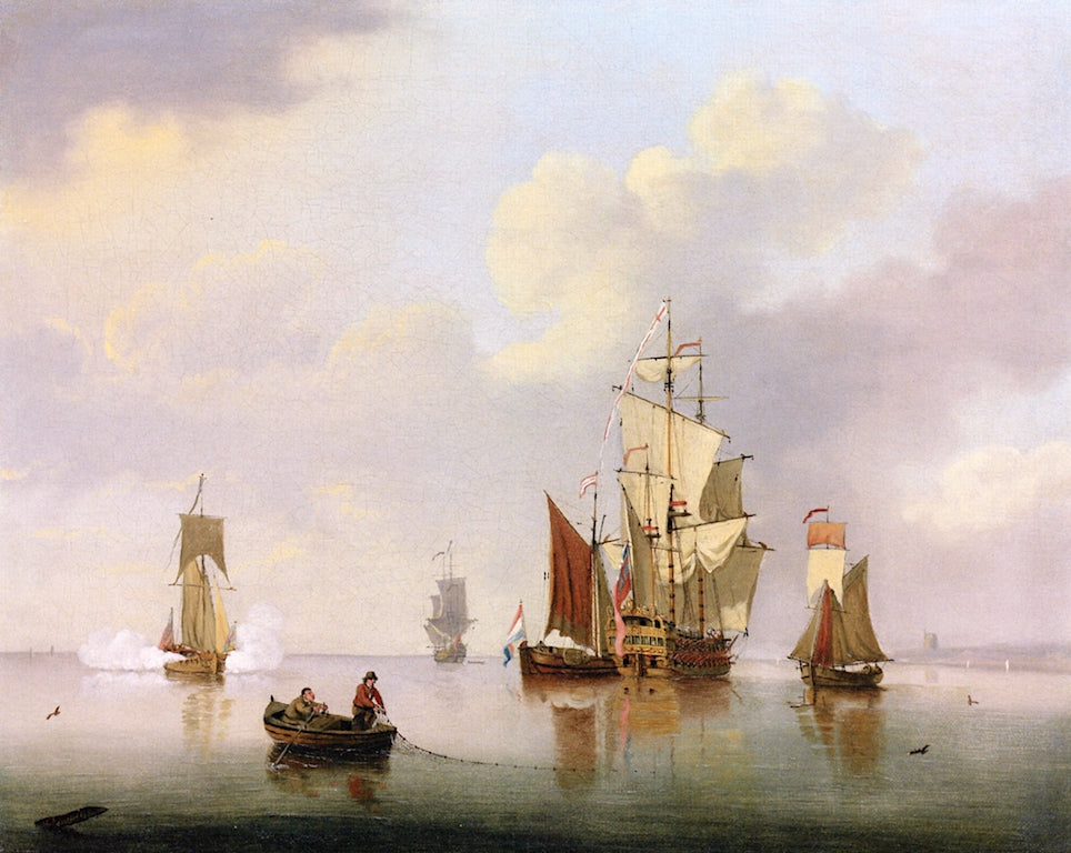 Ships of the Red Squadron at Anchor...., vintage artwork by Francis Swaine, 12x8" (A4) Poster