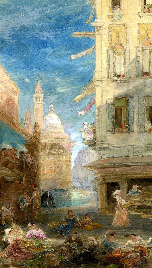 The corner of a Piazza, vintage artwork by James Holland, A3 (16x12") Poster Print